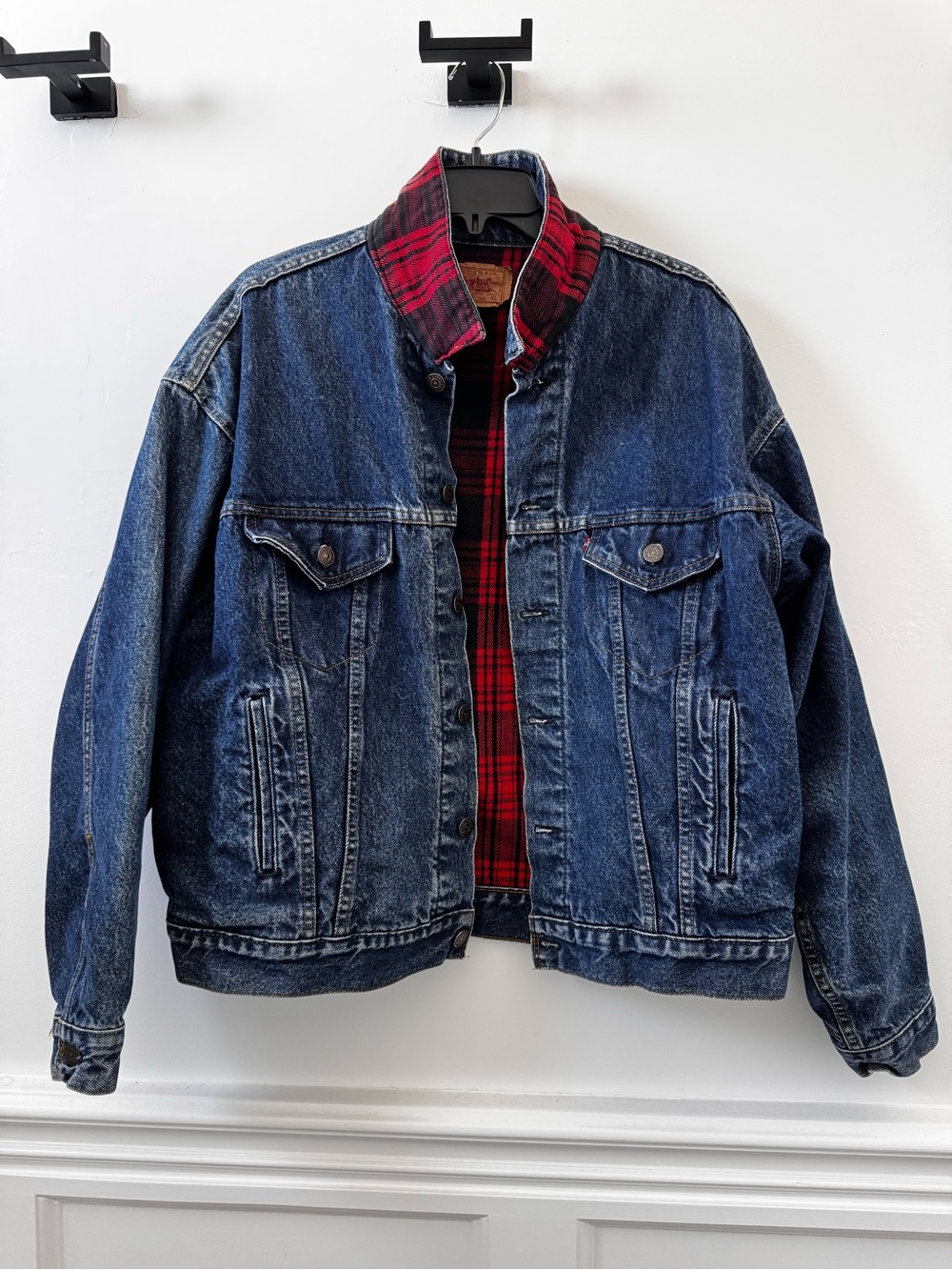 Levi's Blue Denim Jacket with Red Plaid Lining